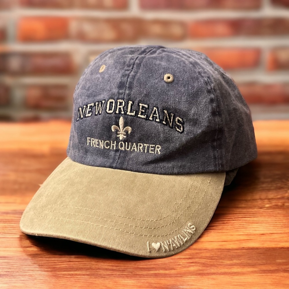 New Orleans French Quarter I ❤️N’awlins Embroidered Adjustable Velcro Strap Cap!